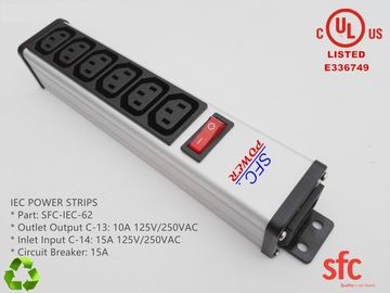 qualidade  6 Outlet Flat Plug Power Strip Metal PDU With Overload Protector IEC Approved fábrica